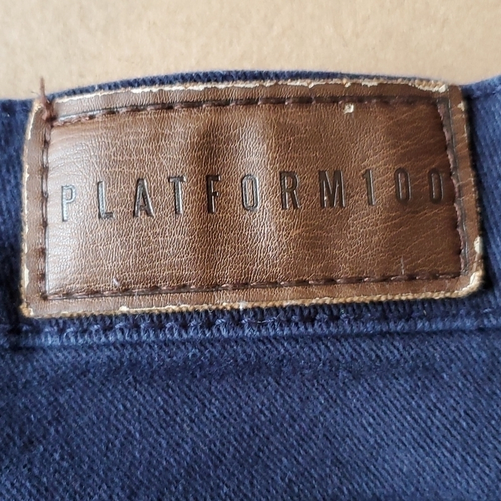 Platform 100 (p100) dark Navy blue distressed jeans sz 34 x 34 - Picture 9 of 12